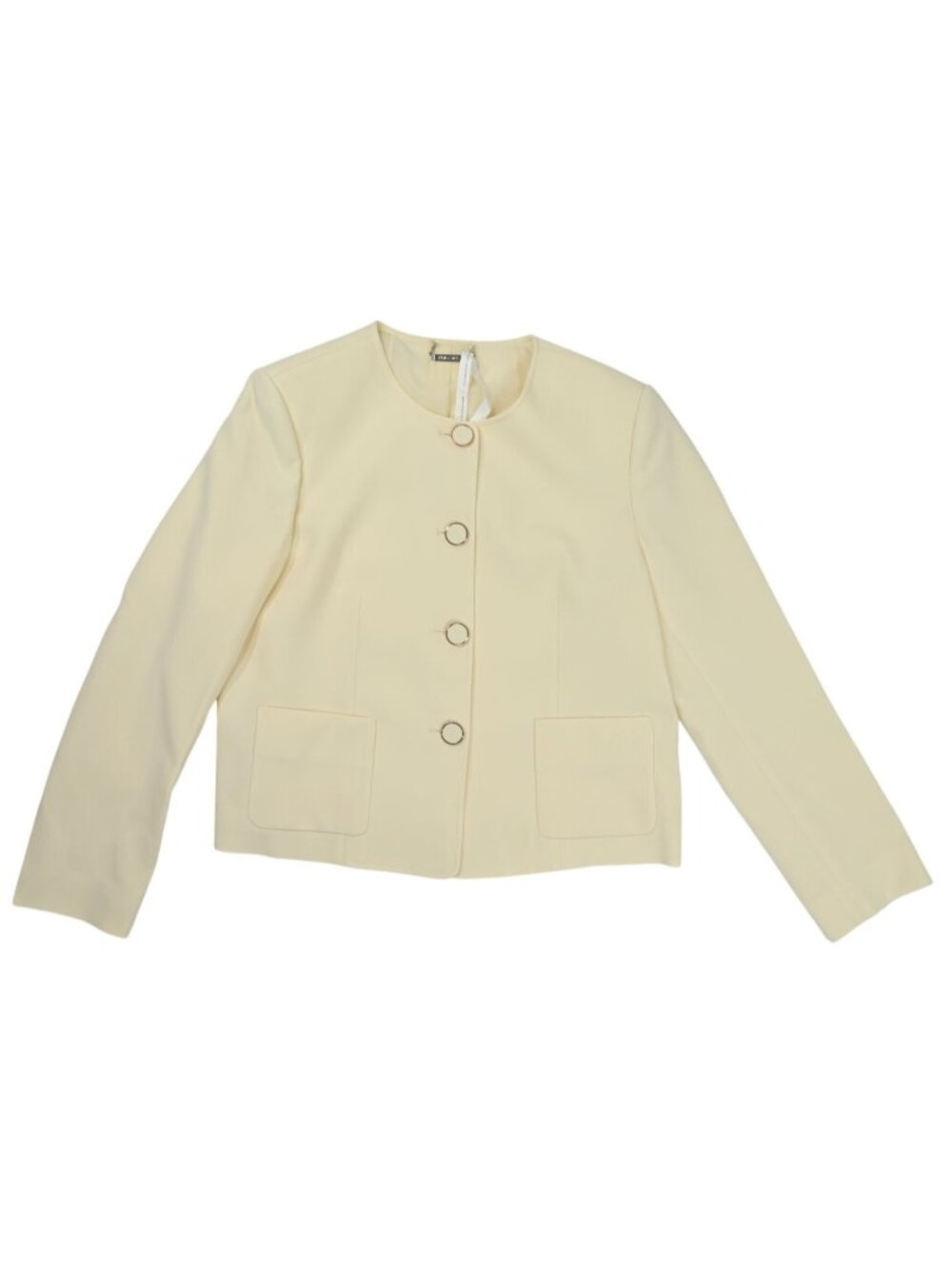 Lilysilk Tailored Silk Boxy Jacket with Padded Shoulders in Lily White